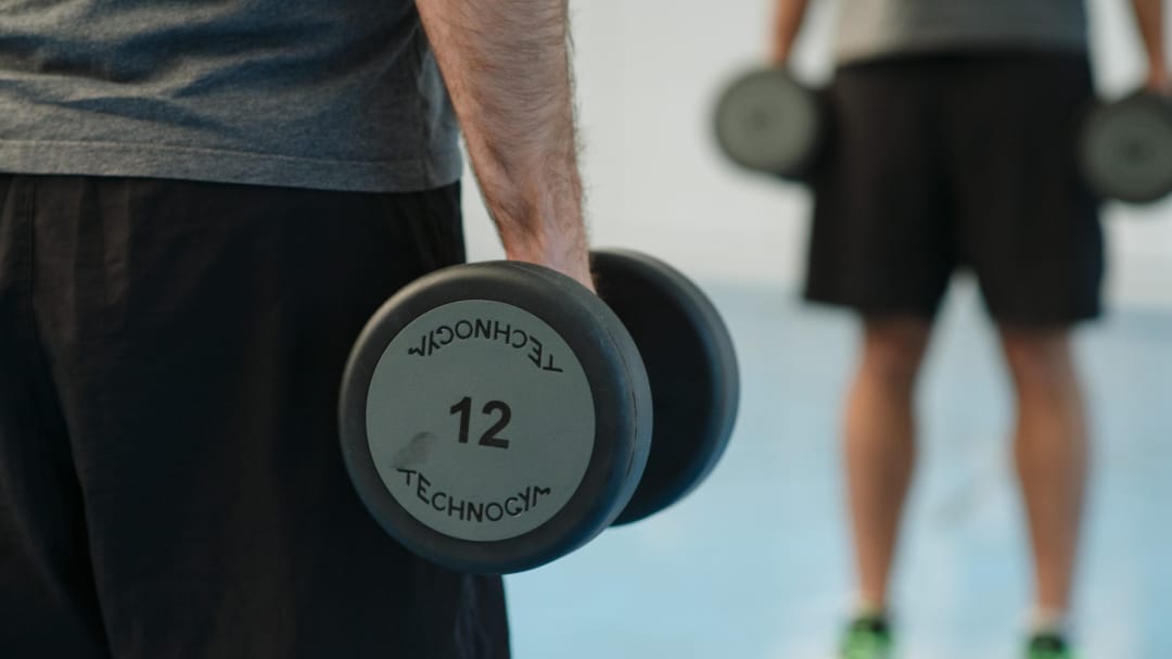 close up of techno gym weights