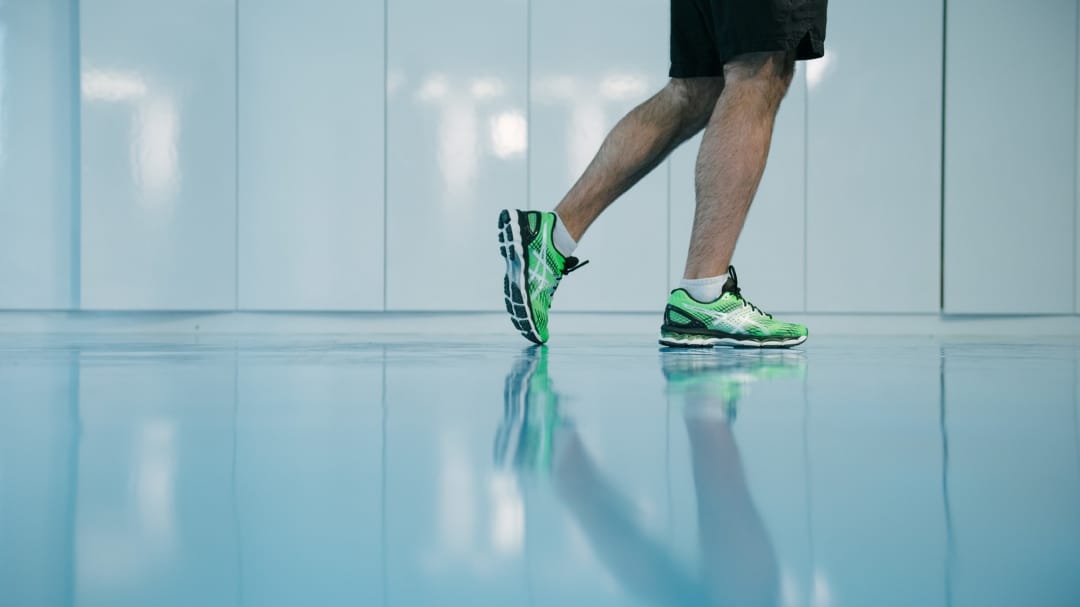 close up of trainers on legs