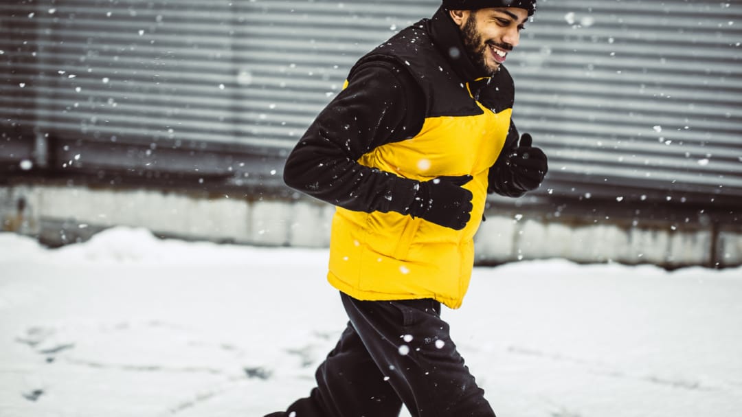 Person running in the snow